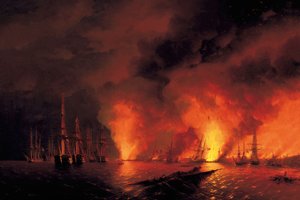 La bataille de Sinop le 18 novembre 1853 (Nuit après la bataille)